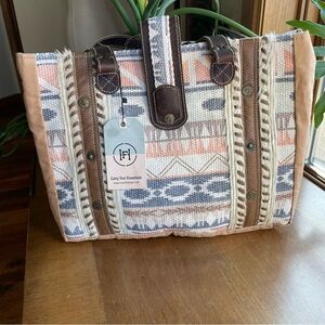 Hopofly Southwest Canvas, Woven Multicolor Tote Bag NWT